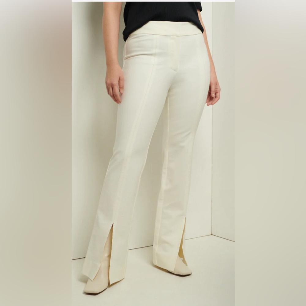 DEREK LAM MAEVE FRONT SLIT TROUSERS NWT SIZE 0 SOFT WHITE